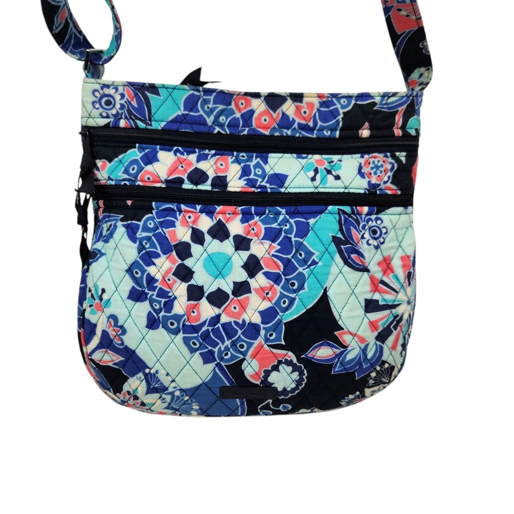 Vera Bradley Lotus Flower Quilted Fabric Crossbody Hipster Purse Bag